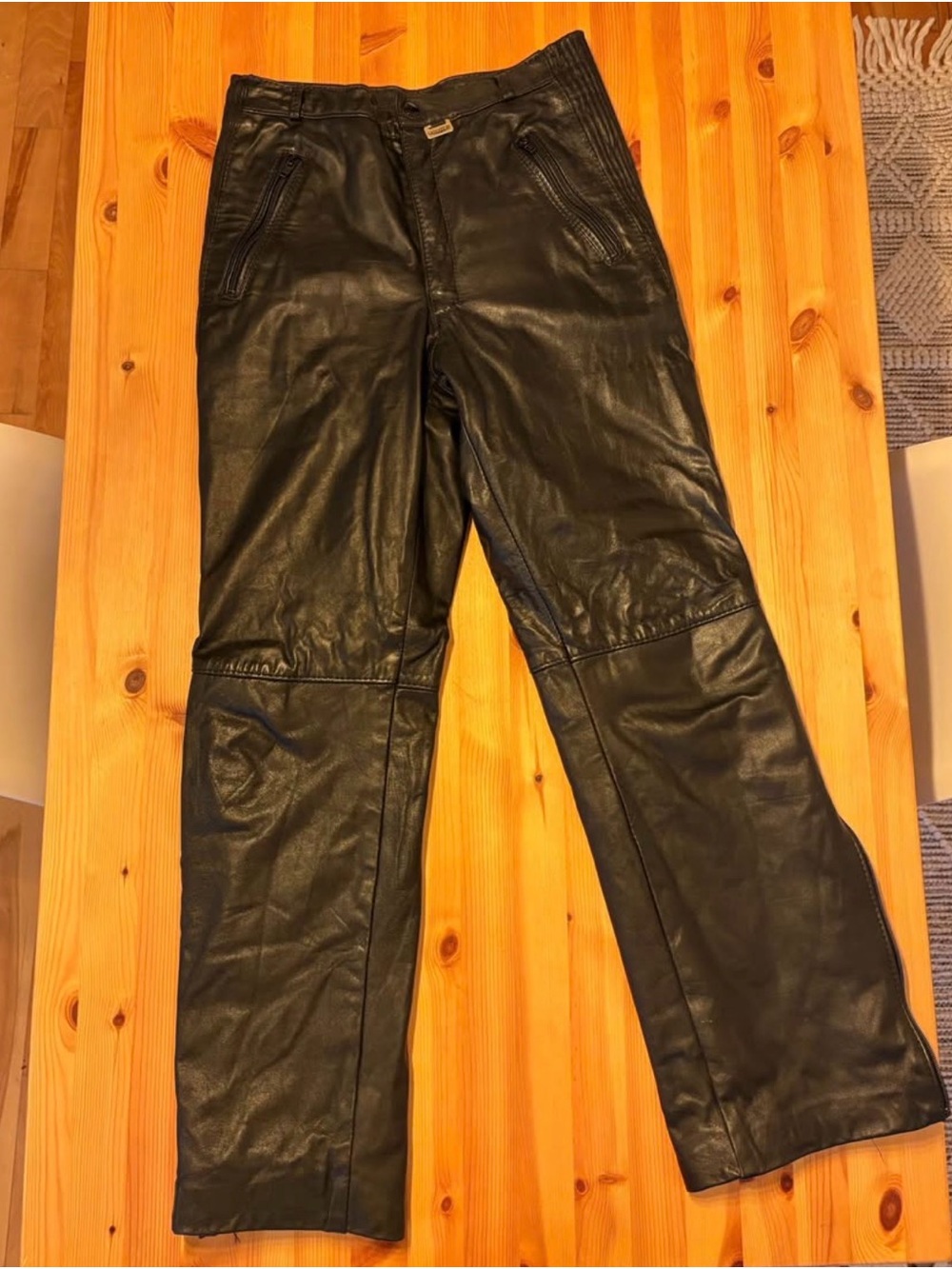 Women Black Leather Pants - Classic Straight Fit